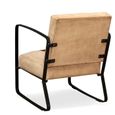 Fauteuil chaise siege lounge design club sofa salon de salon cuir veritable et toile marron-4