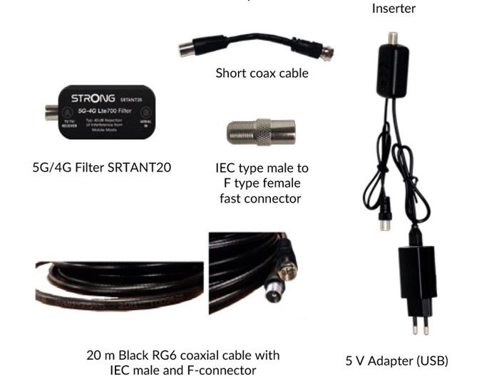 BeMatik - Filtre LTE/5G pour antenne TV/DTT 5-694 Mhz
