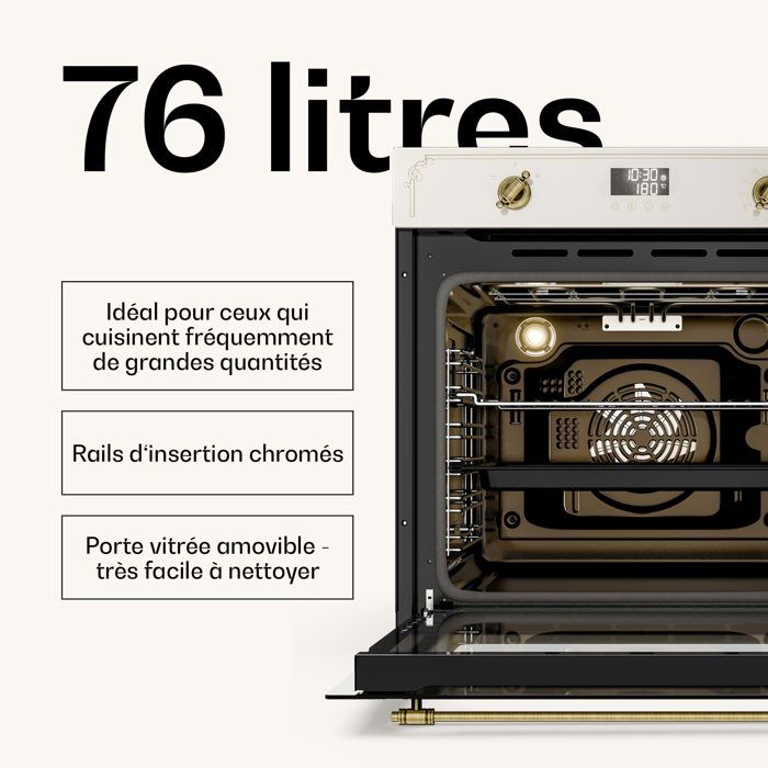 Klarstein Four Encastrable Pyrolyse Chaleur Tournante 76L 11 Modes ...
