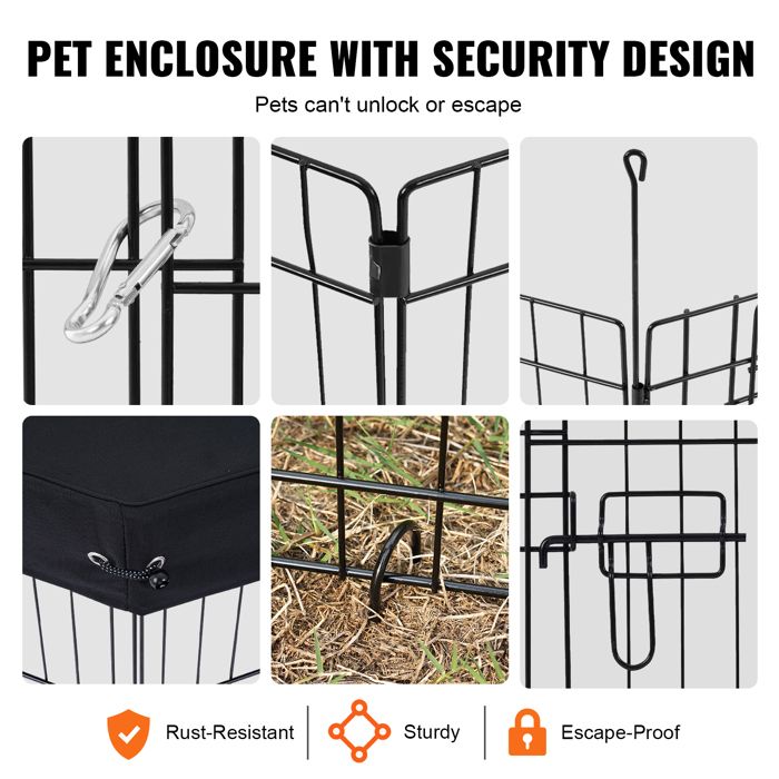 Parc Pour Chien 6 Panneaux En Métal-Porte Verrouillable Enclos Pour Animaux De Compagnie Interieur Exterieur 100cm Haut Yaheetech 88538323