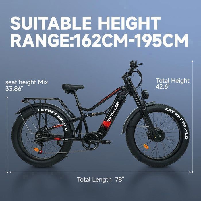 Tifgalop – Vélo électrique Tout-terrain Adulte 26 Pouces, Batterie 48V 18Ah Amovible, Autonomie 45-90 Km - 2