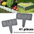 Lot de 41 - Bordure Effet Pierre - Pour Parterre de Jardin, Allée, Pelouse - Platique résistant -PAI-0
