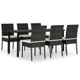 Qualité luxe© | Mobilier à dîner de jardin & Ensemble de 1 table avec 6 chaises & Résine tressée Noir |349386-0