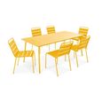Ensemble table de jardin et 6 chaises - Acier - Palavas - Jaune-0