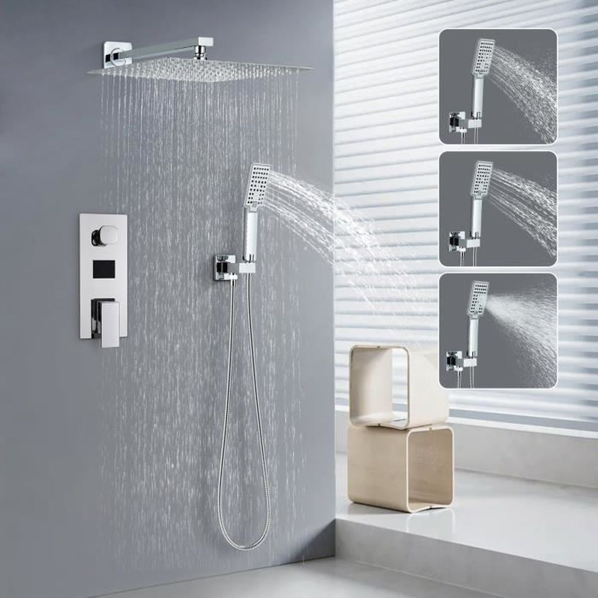 Colonne de Douche, Kit de Douche Complet Encastré avec Tête de Douche