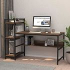WILTEC Bureau informatique avec étageres de Rangement Bibliothèque, Facile à installer Stable et Robuste, Taille de 136 * 60 * 111cm Walnut