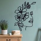 WOVTE Art mural abstrait en métal pour femme - Silhouette minimaliste - Peinture décorative en fer forgé - Décoration murale Noir