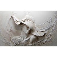 Papier Peint Photo INTISSÉ-3D FEMME EN CHAPEAU-(212211)-400x260 cm-8 lés-Mural Poster Géant XXL-Panorama-Abstrait Soie Dame Moderne 