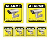 Surveillance Video dissuasion maison - x6 stickers :  dim. 100x100mm (x2) + dim. 50x50mm (x4) - Anti UV - garantie 5 ans - SDNJca