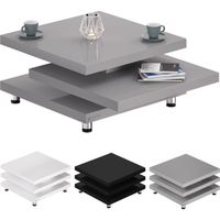 CASARIA® Table basse gris laqué Table de salon modulable Table basse carrée moderne 72x72cm avec plateaux rotatifs