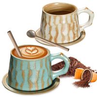 Set de Tasses à Café - 320 ml - Apportez des Assiettes et des Cuillères - Lavable au Lave-vaisselle