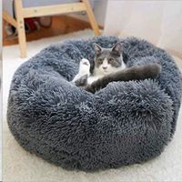 Chien Chat Lit Panier de Chat Rond en Peluche Extra-Doux Confortable et Mignon pour Animal Domestique Nest Deep Sleep Pet M
