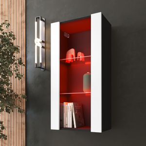 VDD Vitrine Murale 50x40x13cm - Portes Coulissantes Verre - 3 Étages - Rangement Collection