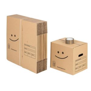 CAISSE DEMENAGEMENT Pack 20 cartons à livres avec poignées + 1 adhésif