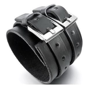 BRACELET - GOURMETTE Alliage Genuine Leather Bracelet Menotte Argent No