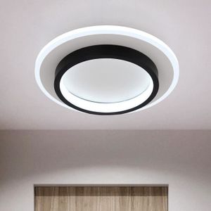 PLAFONNIER Plafonnier LED 24W blanc froid - lustre rond en caoutchouc souple + fer art pour sallecuisine chambre lampe L24xW24xH6cm - noir