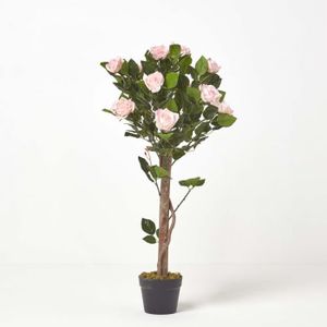 FLEUR ARTIFICIELLE Rosier artificiel rose en pot, 90 cm