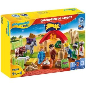 UNIVERS MINIATURE Calendrier de l'Avent Playmobil 1.2.3 - Crèche - 24 accessoires et personnages - Pour enfant de 2 ans et plus