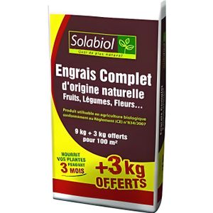 ENGRAIS Solabiol SOCONAT9P Engrais Complet 9 Kg + 3 Kg Off