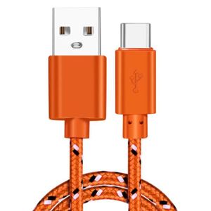CHARGEUR TÉLÉPHONE Chargeur pour ZTE Blade A51 / A72 5G / V30 Vita Cable USB-C Tressé Cordon Nylon Renforcé Type-C Orange 1m