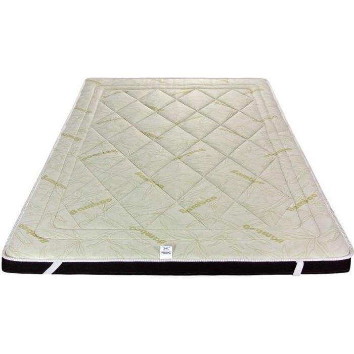 Matelas mega 11 cm de mémoire de forme + alèse 200x200 x 25,5 cm souple +  oreiller visco - déhoussable housse tissu avec bambou lavable - 7 zones de  confort - noyau