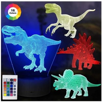 Veilleuse Dinosaure 3D Pour Enfants - Lampe LED 16 Couleurs Changeantes Avec Télécommande - Jouet Décoratif Nuit, Cadeau Anniversaire Noël