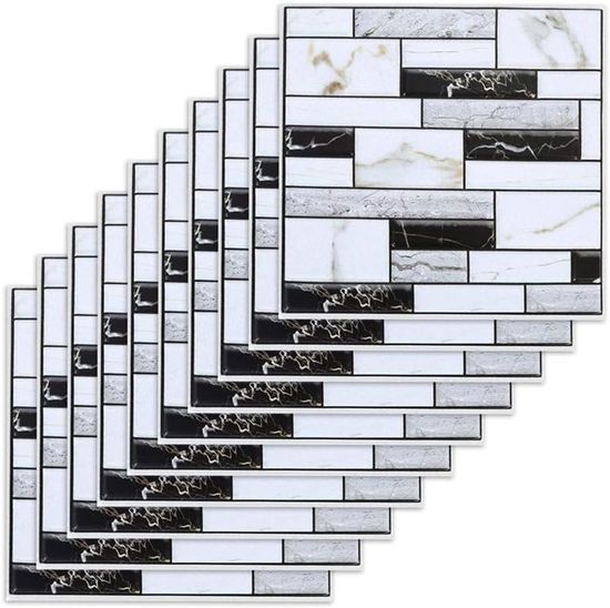 Lot de 10 panneaux muraux 3D autocollants aspect pierre 70 x 77 cm en