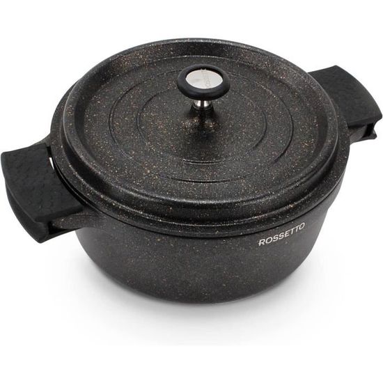 Faitout / Cocotte émaillée Vintage - Noir Et Jaune - 26 Cm - Cuisson Tous Feux