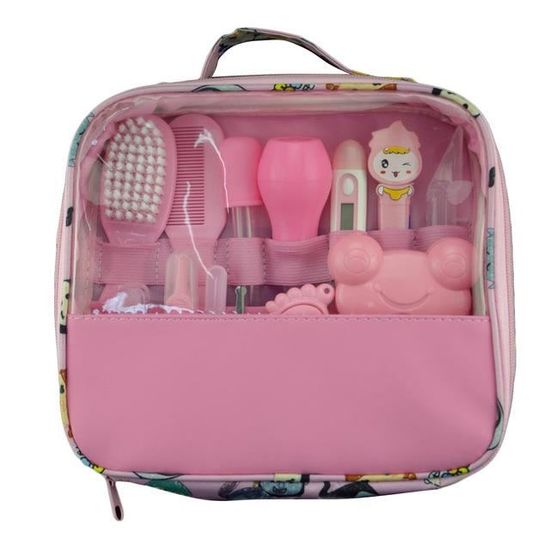 Trousse De Soin Bébé UptVin 8 Pièces - Toilette Nouveau-né - Sac Portable Rose/Bleu