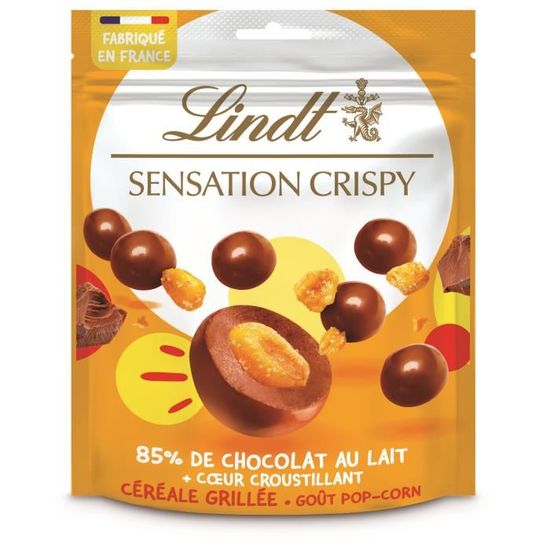 LINDT Sachet Céréale Grillée SENSATION CRISPY - Chocolat au Lait Goût pop  corn - 140 g - Cdiscount Au quotidien