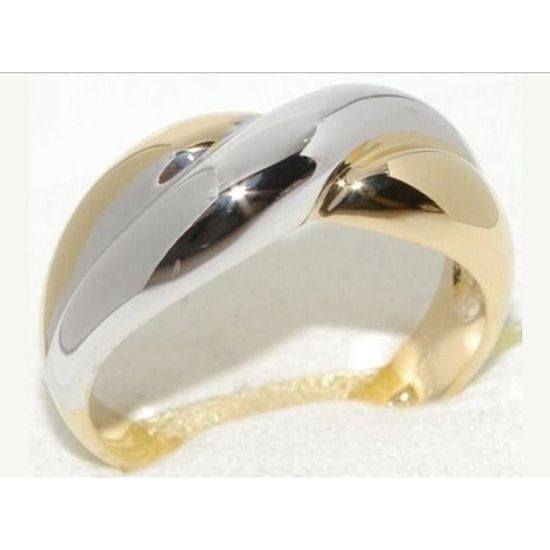 Grosse bague tendance bicolore plaqué-or