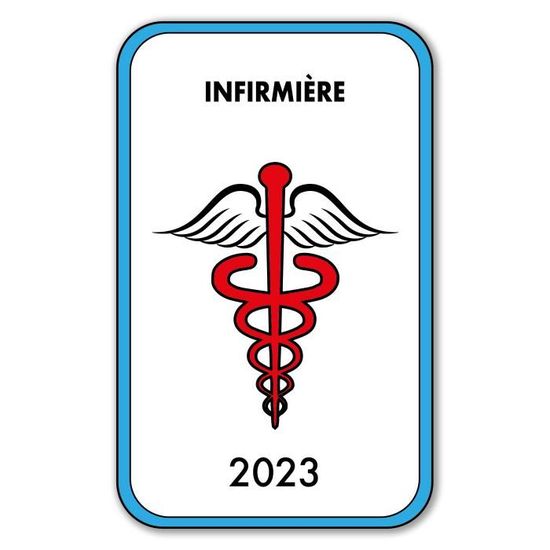Autocollant Sticker - Vignette Caducée 2023 pour Pare Brise en Vitrophanie - V4 Infirmière 