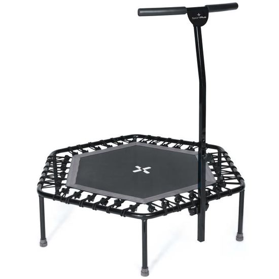 Trampoline - SportPlus - barre de maintien, suspension par câbles en caoutchouc, jusqu'à 100 kg, anthracite