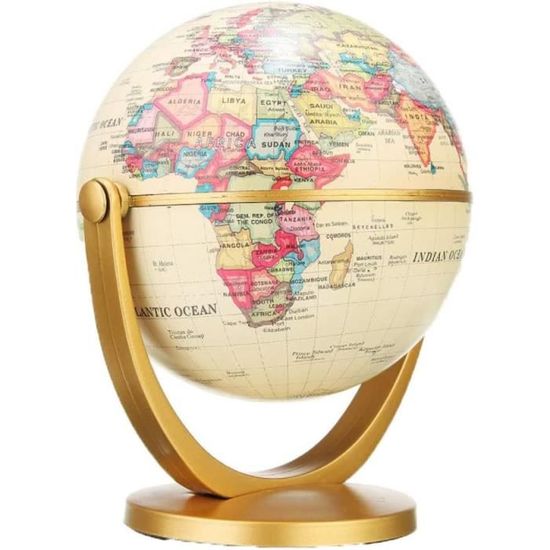 Globe Terrestre Décoratif ANTÉVIA – 13 Cm De Diamètre, Pied En Manguier, Rapporteur Métal Effet Bronze - 6