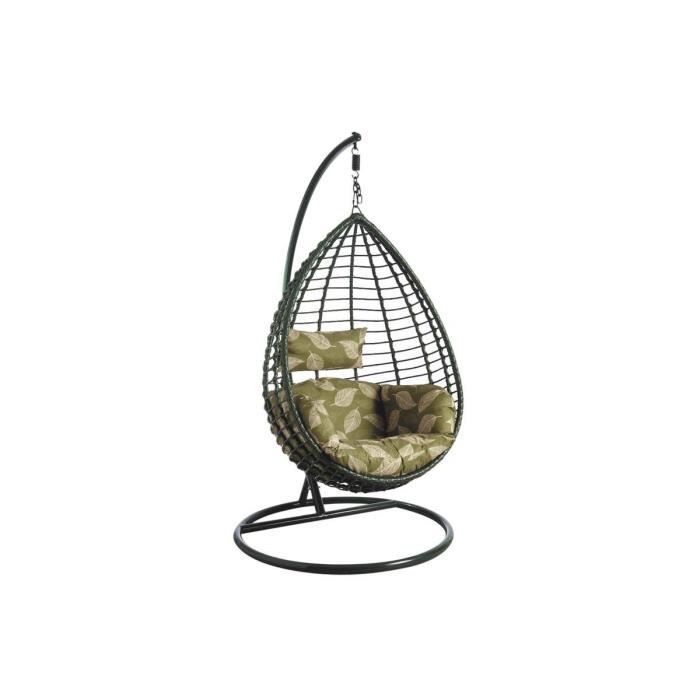 AUBRY GASPARD MBA 1210 C Balancelle verte réglable avec coussin