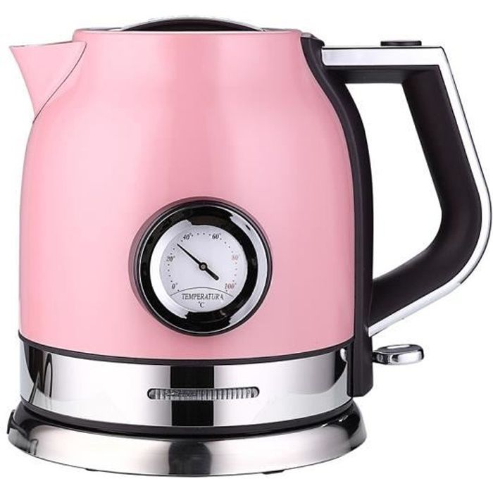 Rétro Bouilloire en inox rose - 1500W Capacité 1.8L-avec thermomètre