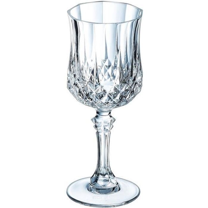 6 verres à pied de table 17cl Longchamp - Cristal d'Arques - Verre ultra transparent au design vintage Cristal Look