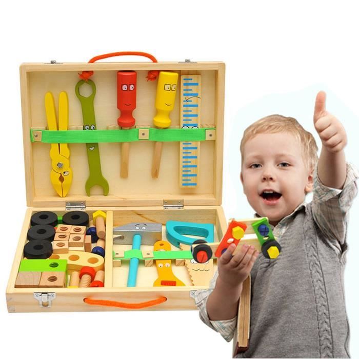 Outils en bois jouets semblant jouer ensemble d'accessoires de boîte à outils Construction éducative_per2962
