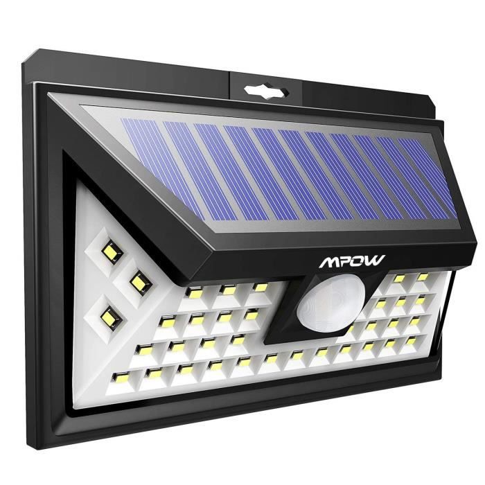 40 LED Lampe Solaire Extérieur Etanche Détecteur de Mouvement Eclairage Extérieur 270 ° Grand Angle/LED Solaire pour Pati