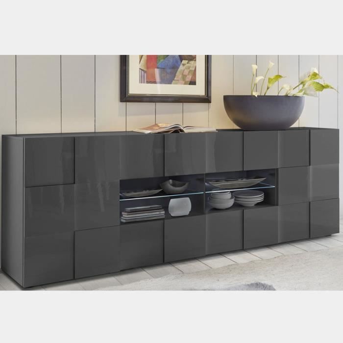 Bahut design laqué gris anthracite SANDREA 4