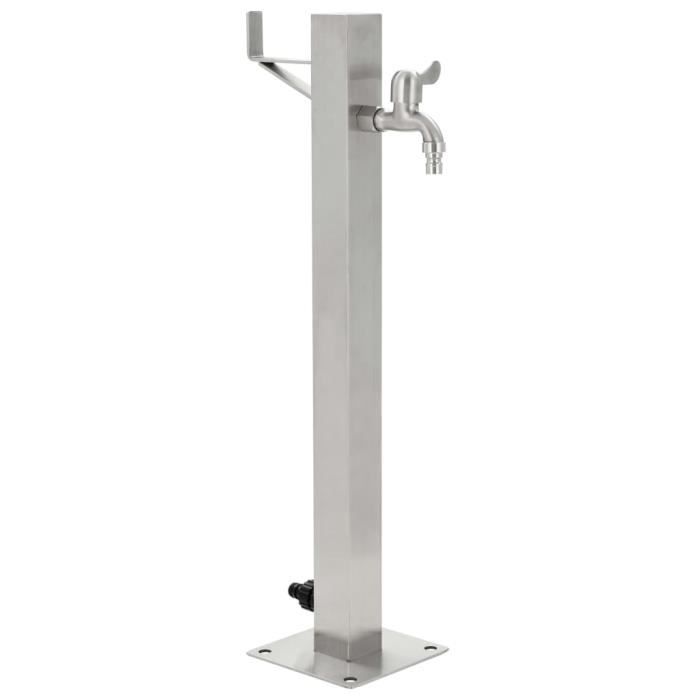 Colonne à eau de jardin Colonne d'eau Distributeur pour le jardin carrée Acier inoxydable 65 cm