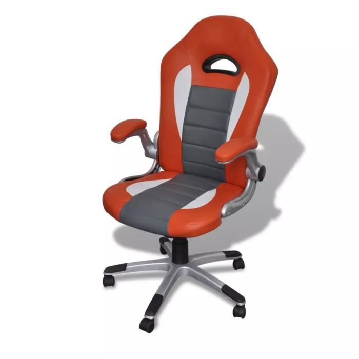 CHEZZOE Fauteuil Relaxation Style - Fauteuil Relax Fauteuil de repos en similicuir moderne de bureau design orange ☺76876