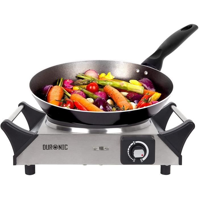 Duronic HP1 SS Plaque de cuisson chauffante électrique avec foyer en fonte de 20 cm - 1500W - Compacte et mobile - Poignées ergonomi