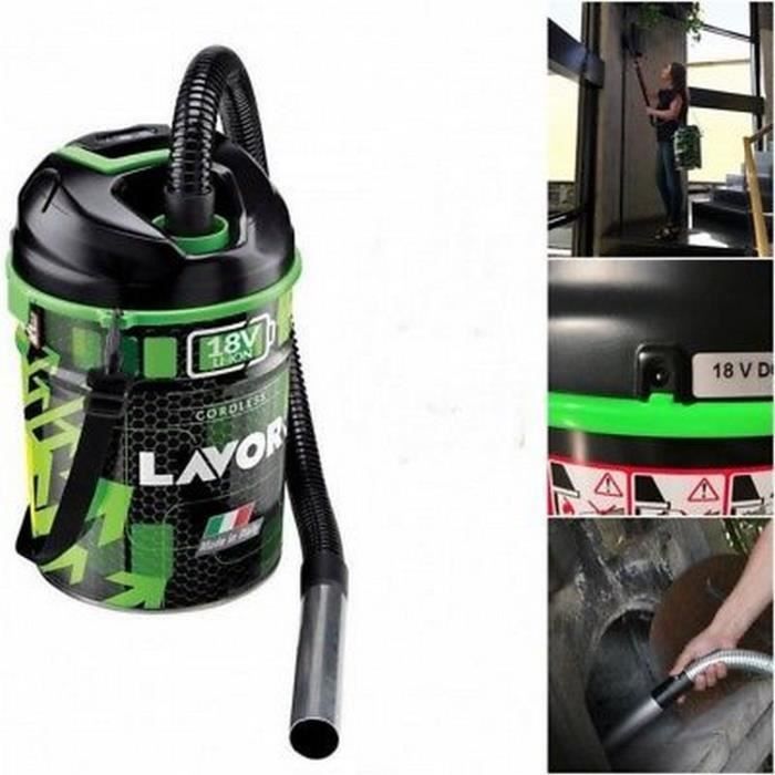 ASPIRATEUR BIDON SANS FIL BATTERIE SANS SAC VIDE CENDRES 18V LAVOR FREEVAC