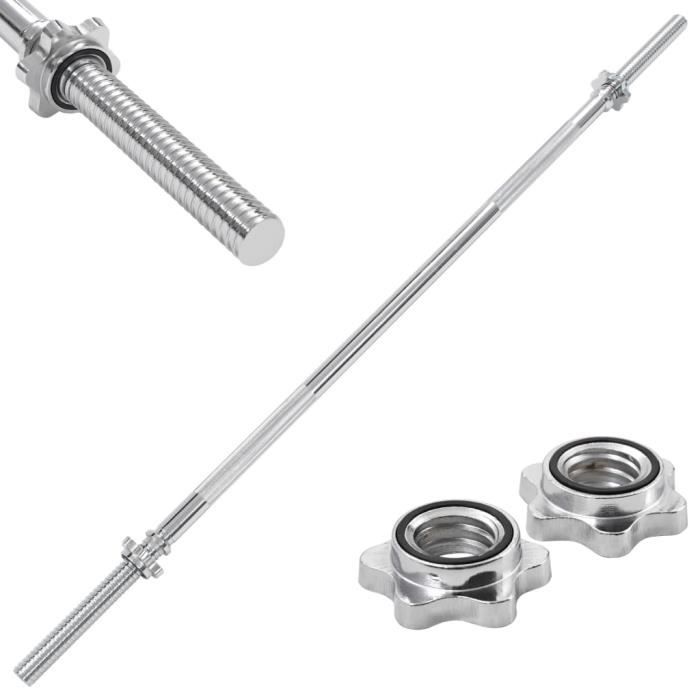 Luxueux Magnifique-Barre d'haltères - Barre de Musculation-Barre à Disques, Barre de Curl - 3x140 cm Acier Argenté
