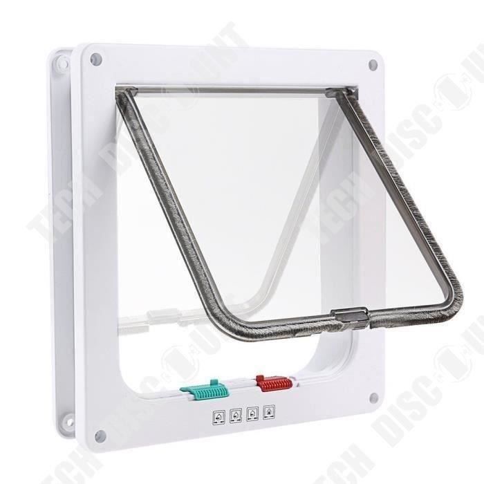 Chatière Blanche (Taille:S) à 4 Positions avec Tunnel Cache Découpe pour Chat et Chien Robuste et Silencieuse Installation Rapid