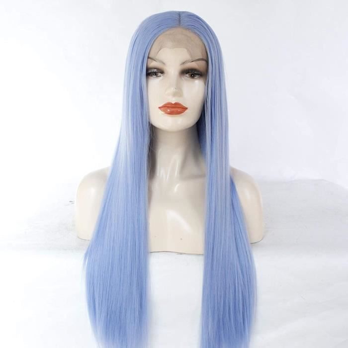 Perruques Bleu Oiseau Naturel Pastel Bleu Coiffure Longue Droite Perruques Résistant À La Chaleur Fiber Femmes Cheveux B 376443