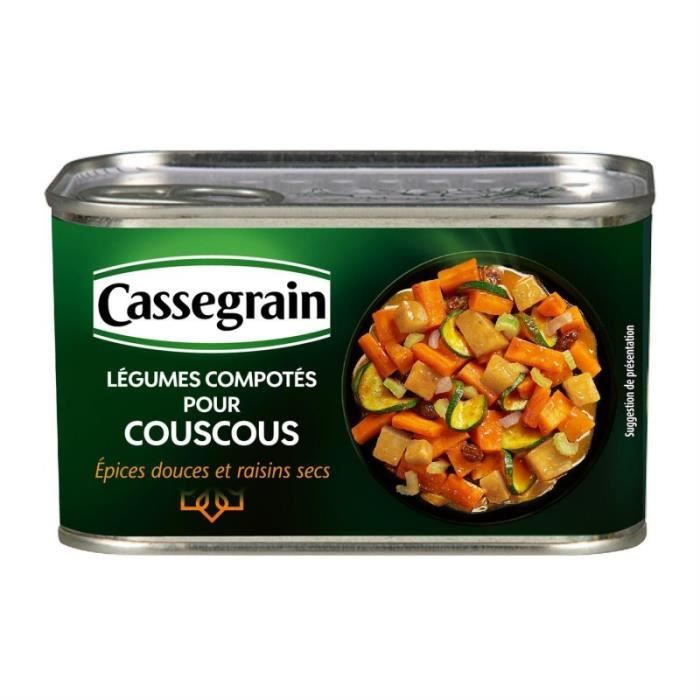 CASSEGRAIN - Légumes Couscous, Épices Douces Et Raisins Secs 375G - Lot De 3