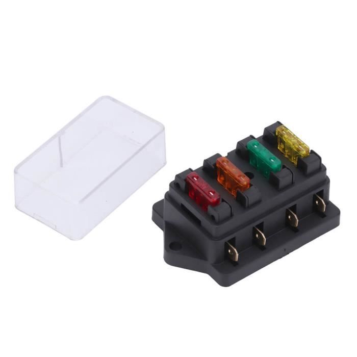 Bloc de fusible de lame Boîte de porte-fusible à lame à 4 voies étanche avec fusible 4 pièces pour bateau marin de voiture