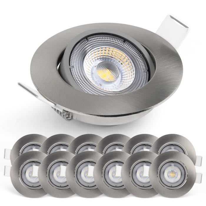 Emos Exclusive Spot LED Encastrable - Lampe Plafond Orientable 50° pour ampoules LED 12 Spots LEDs Ronds 5 W/450 Lumens [4000K]